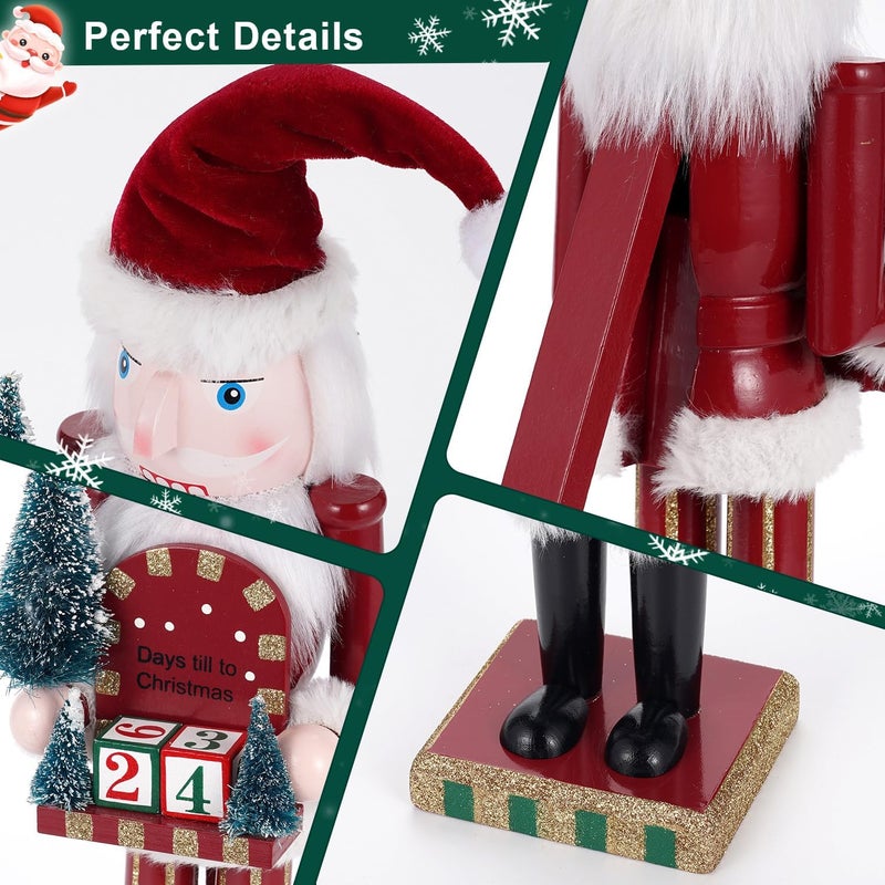 BXO Store Christmas Decorations Nutcracker Ornament,15 Inch Wooden Traditional Festive Collectible Nutcracker, for Family and Thanksgiving Decor(Countdown Calendar) - Image 2